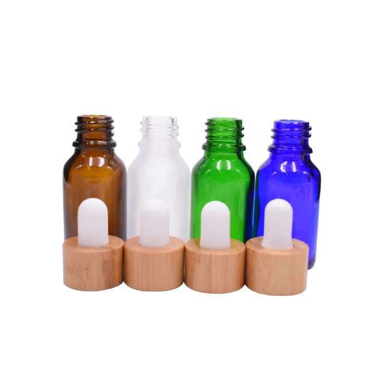 Popular 15ml 20ml Green Frosted Bamboo Dropper Essential Oil Bottle