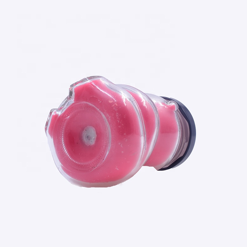 Popular 180 ml transparent clear bear shape candle glass jar honey jam candy snacks with paraffin