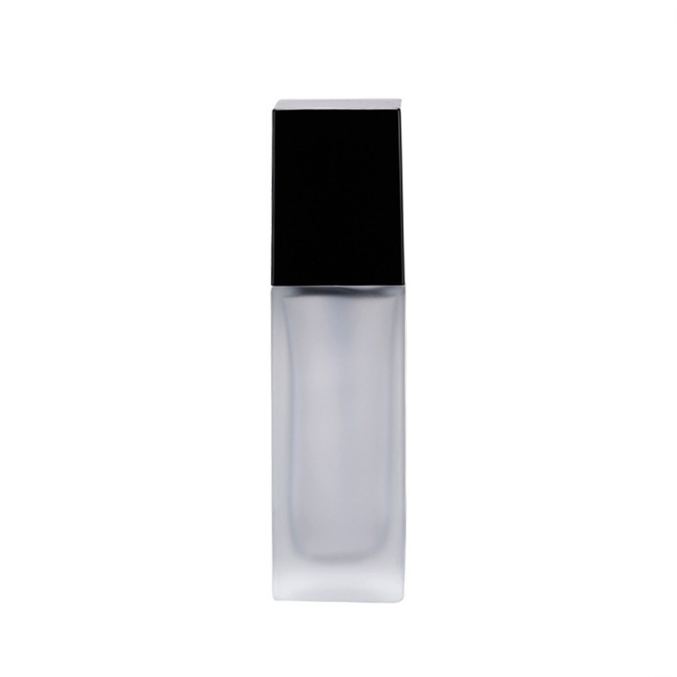 Popular 30 ml 1oz frost square shape foundation glass cosmetic bottles