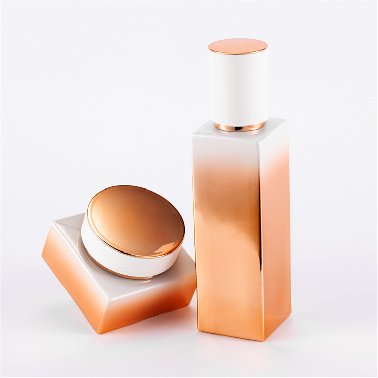 Popular 30g 50g 40ml 100ml 120ml Rose Gold Pump Bottle Glass Cosmetic Bottles