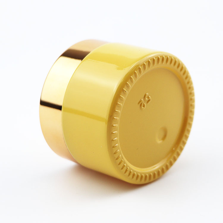 Popular 30g cosmetic container cream glass jar for cosmetic custom yellow glass jar with lid
