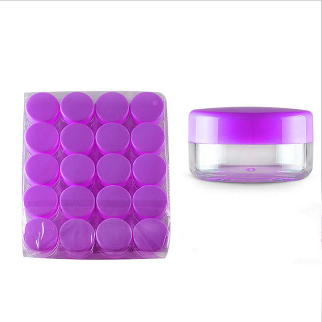 Popular 3g 5g 10g 15g 20g purple plastic cosmetic jar