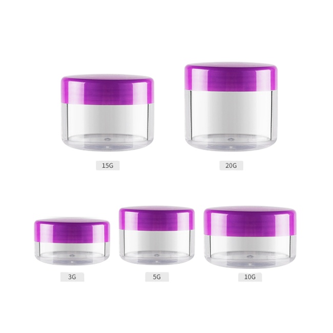 Popular 3g 5g 10g 15g 20g purple plastic cosmetic jar