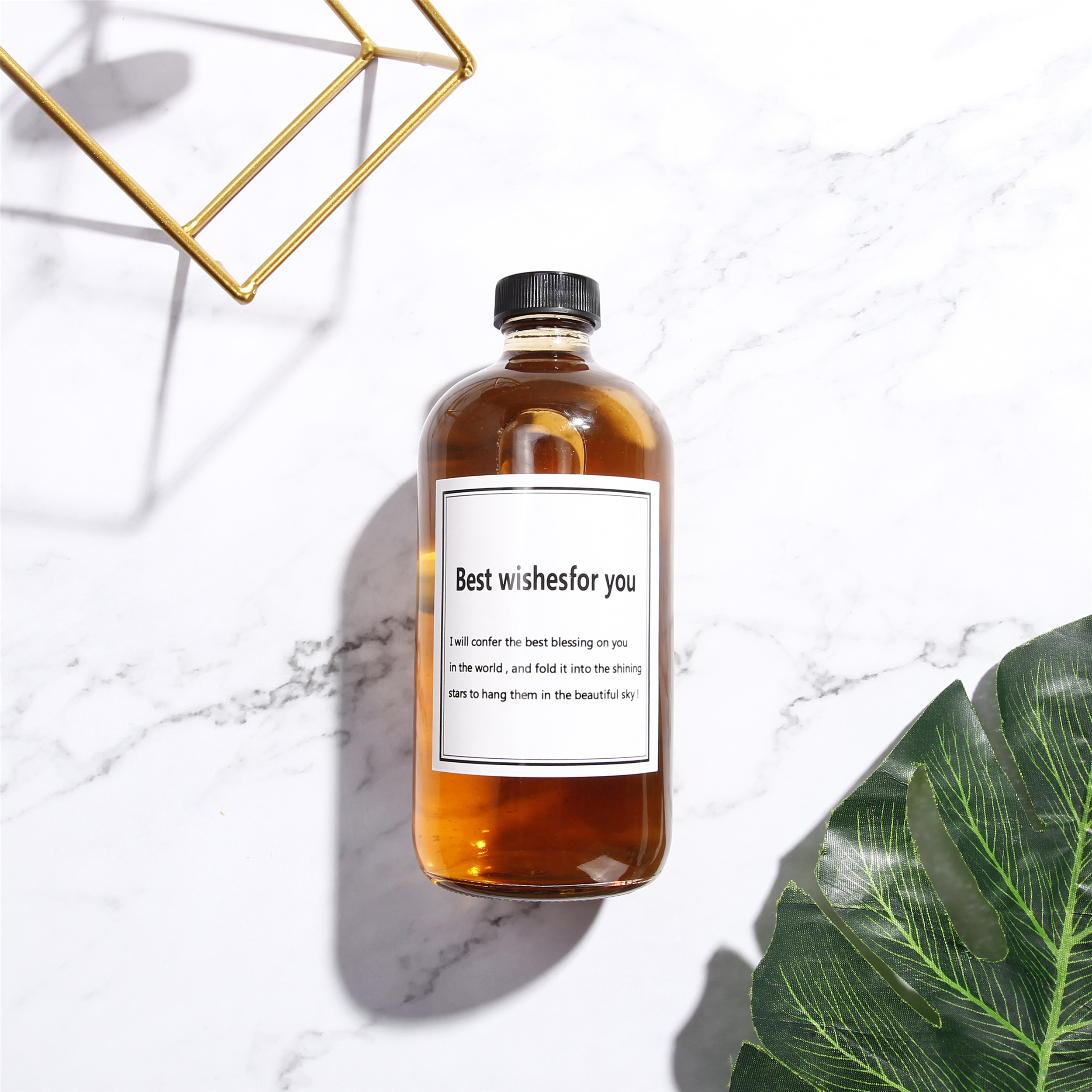 Popular Amber 500ml 16oz Organic Aloe Vera Juice Bottle Round Kombucha Glass Bottle
