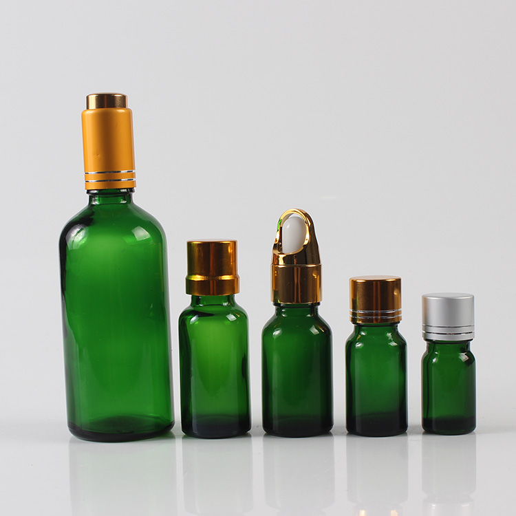 Popular And New Style Green Clear Glass Essential Oil Bottle