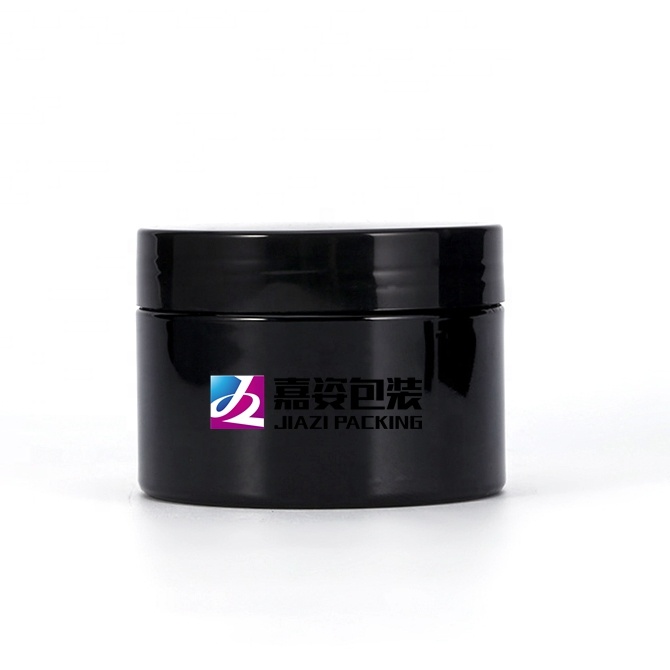 Popular Black cream 4oz plastic jar with screw cap and inner lining