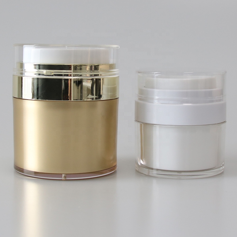 Popular Good Quality Luxury Airless Cosmetics Jars 15g 30g 50g White Color With Clear Cap Jars