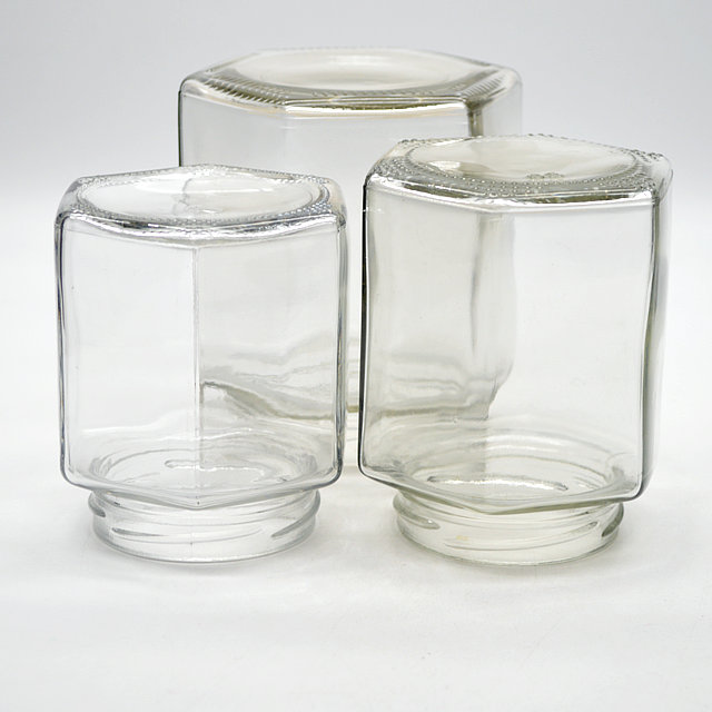 Popular Hexagon Glass Honey Jar with all kinds of different square