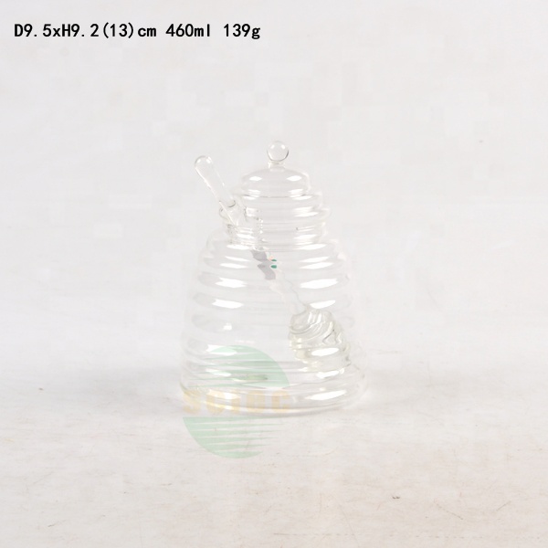 Popular Hive Honey Pot With Lid Glass Honey Bee Storage Jar