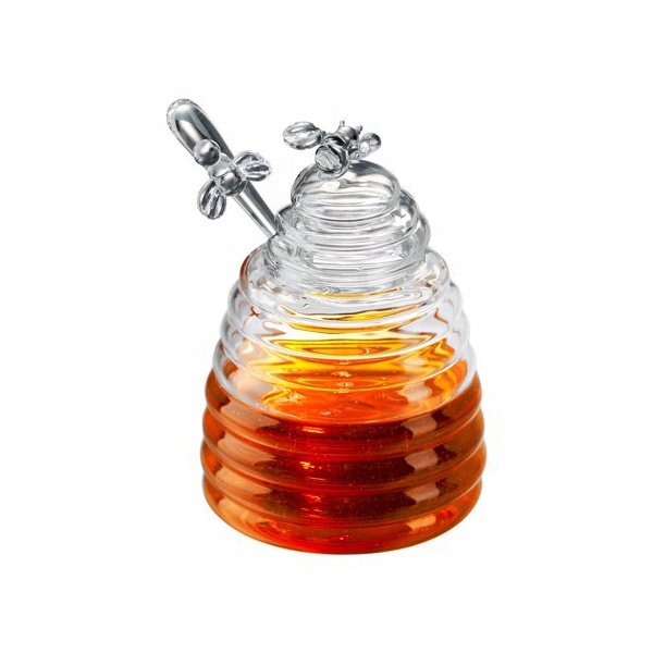 Popular Hive Honey Pot With Lid Glass Honey Bee Storage Jar