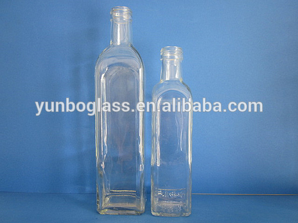 Popular Marasca Square Clear Olive Oil Glass Bottle for Sale, Wholesale Flint Olive Oil Bottles