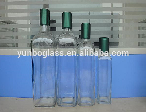 Popular Marasca Square Clear Olive Oil Glass Bottle for Sale, Wholesale Flint Olive Oil Bottles