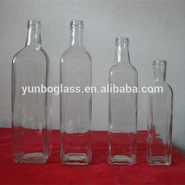 Popular Marasca Square Clear Olive Oil Glass Bottle for Sale, Wholesale Flint Olive Oil Bottles