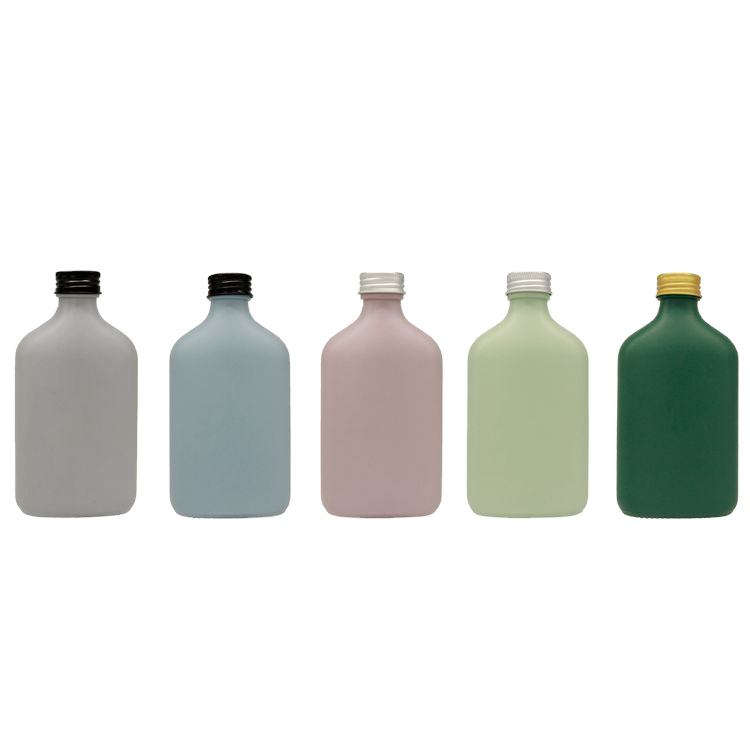 Popular Matte Black Bottle 200ml Flat Glass Flask Cold Brew Bottle For Whisky Coffee