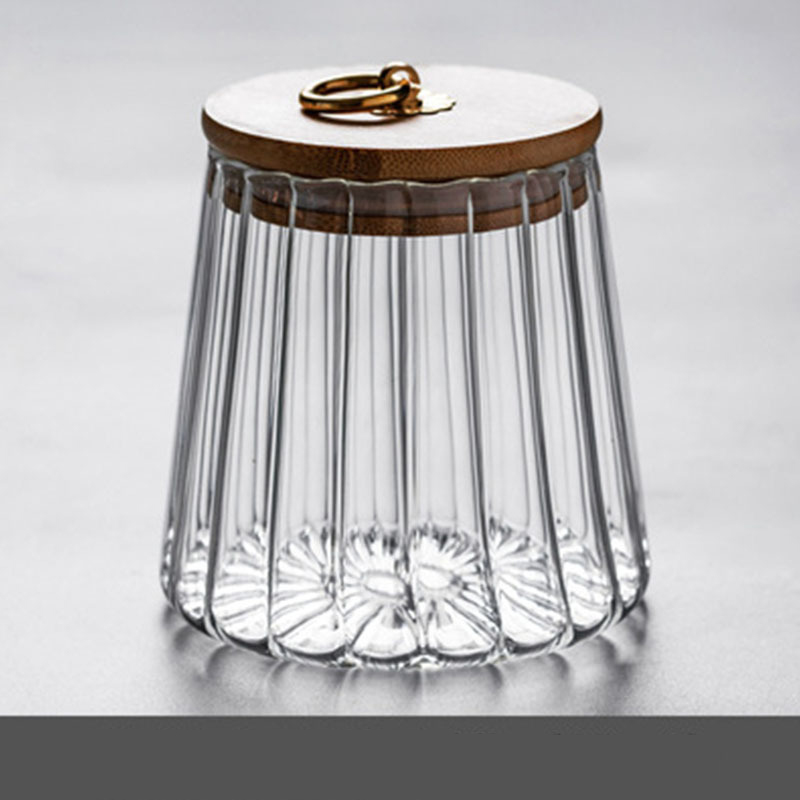 Popular Spices Tea Coffee Glass Airtight Storage Jars ClearJar Bamboo Hoop Lid