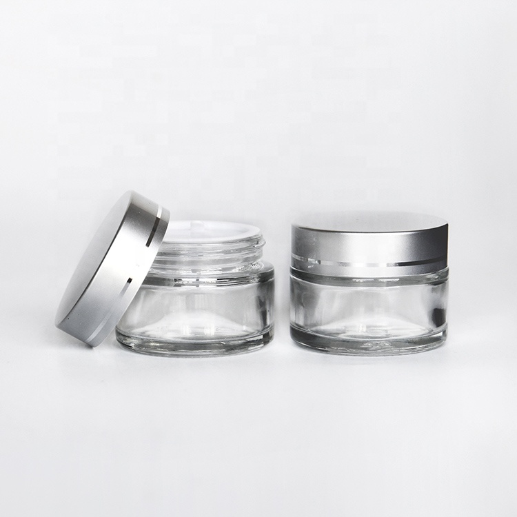 Popular Straight Sided 15g 50g Clear Frosted Skin Care Cream Packing Cosmetic Container Glass Jar