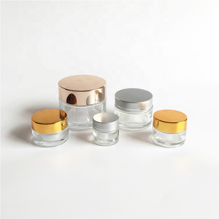 Popular Straight Sided 15g 50g Clear Frosted Skin Care Cream Packing Cosmetic Container Glass Jar