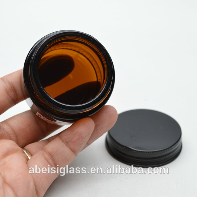 Popular Straight Sided Amber Glass Jars with screw lid for cosmetic cream