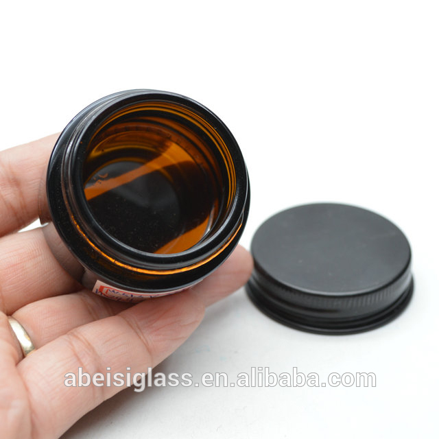 Popular Straight Sided Amber Glass Jars with screw lid for cosmetic cream
