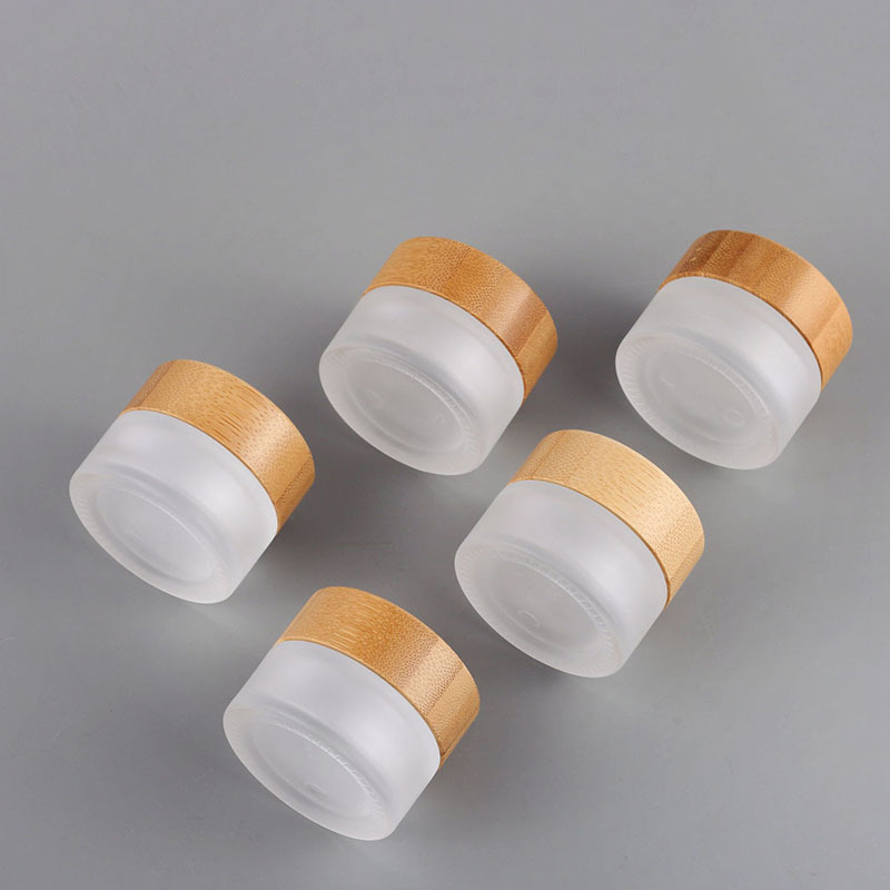 Popular Style Glass Cosmetic Containers Skin Care Luxury Bamboo 100g Glass Cosmetic Jar for Creams