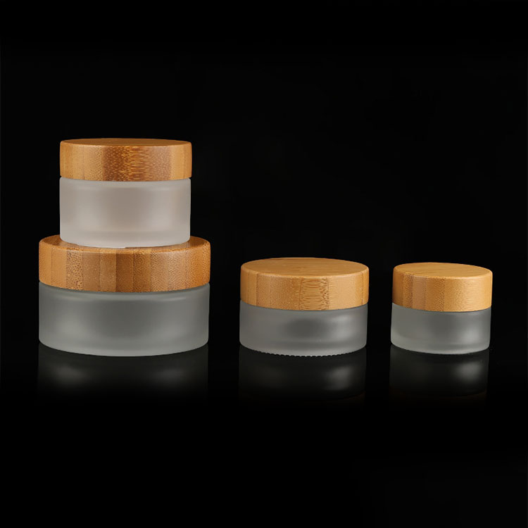 Popular Style Glass Cosmetic Containers Skin Care Luxury Bamboo 100g Glass Cosmetic Jar for Creams