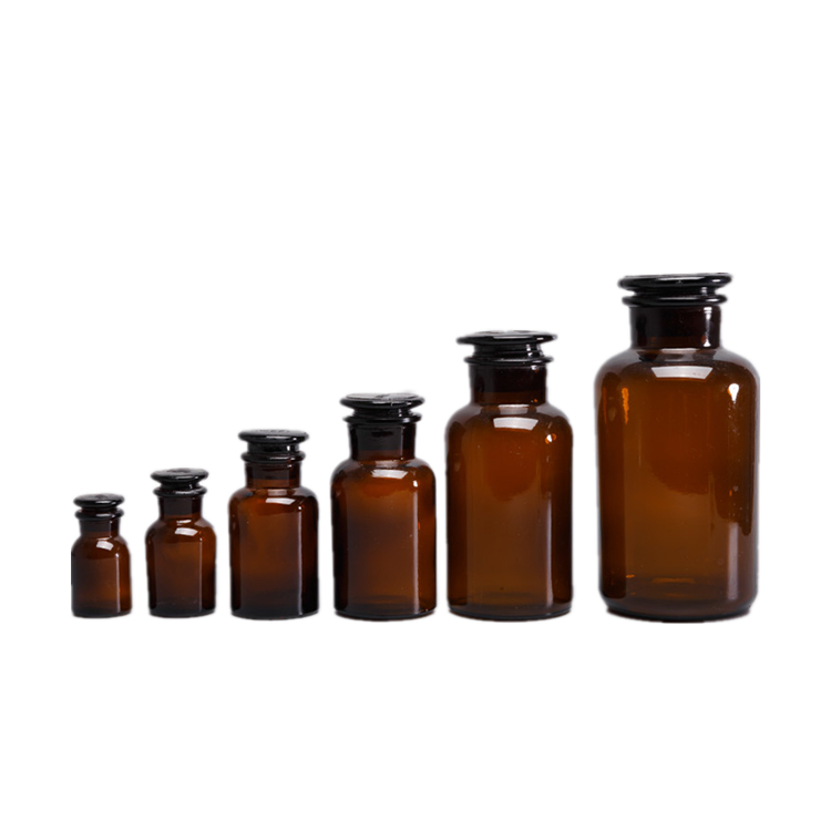 Popular amber dark brown bottles glass for Reagent , Apothecary bottle jar wholesale
