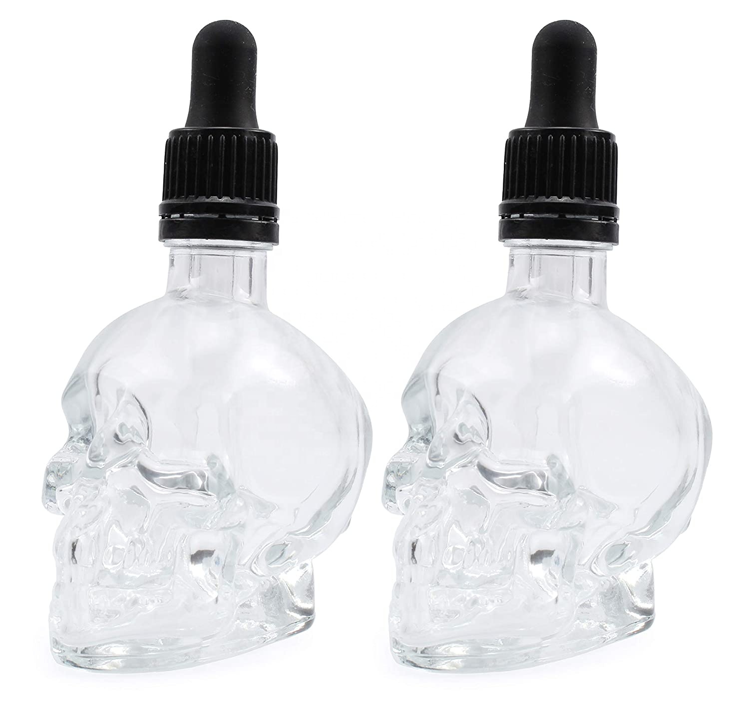 Popular clear 120ml 60ml 30 ml skull vape bottle skull glass dropper bottle