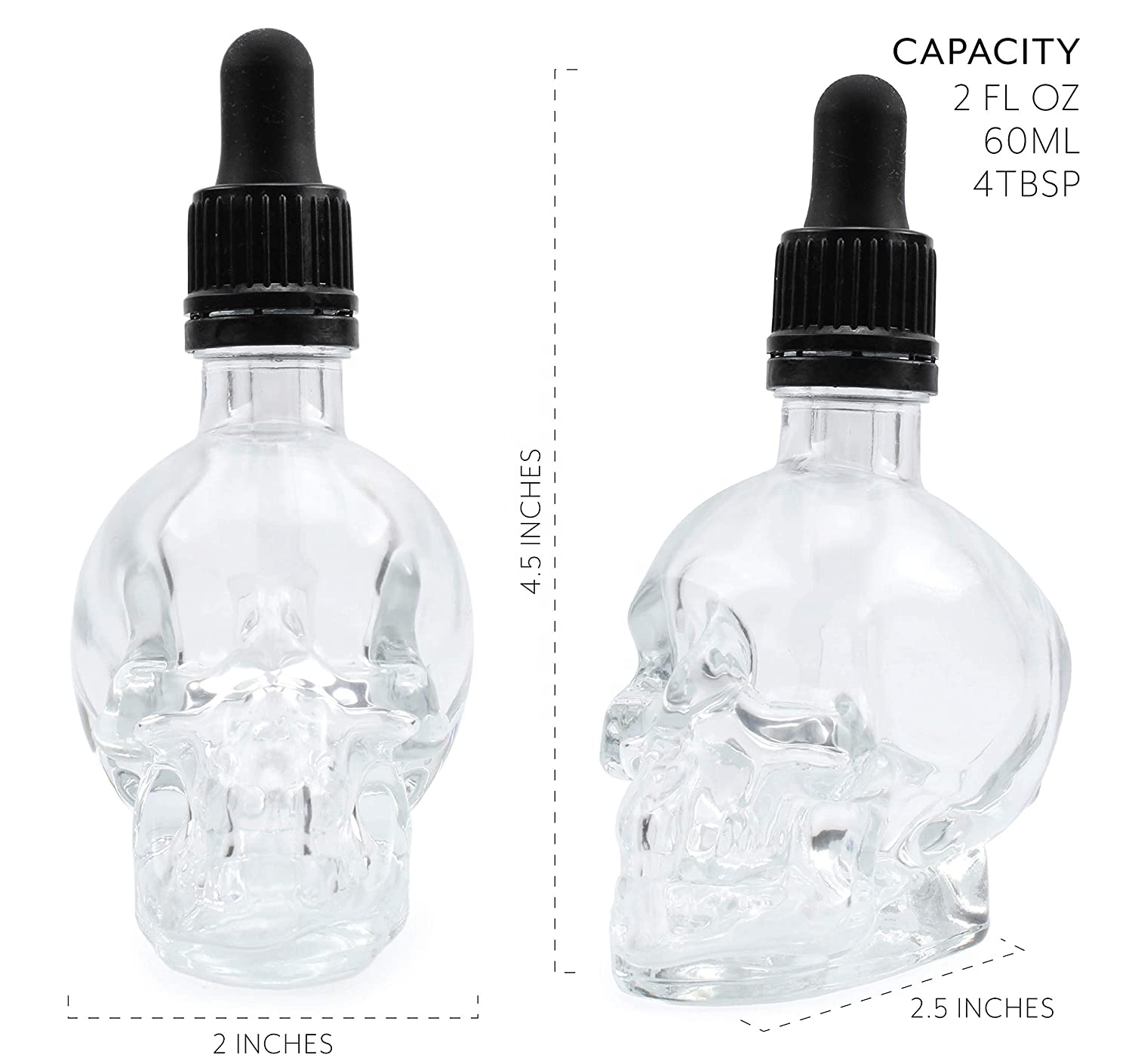 Popular clear 120ml 60ml 30 ml skull vape bottle skull glass dropper bottle