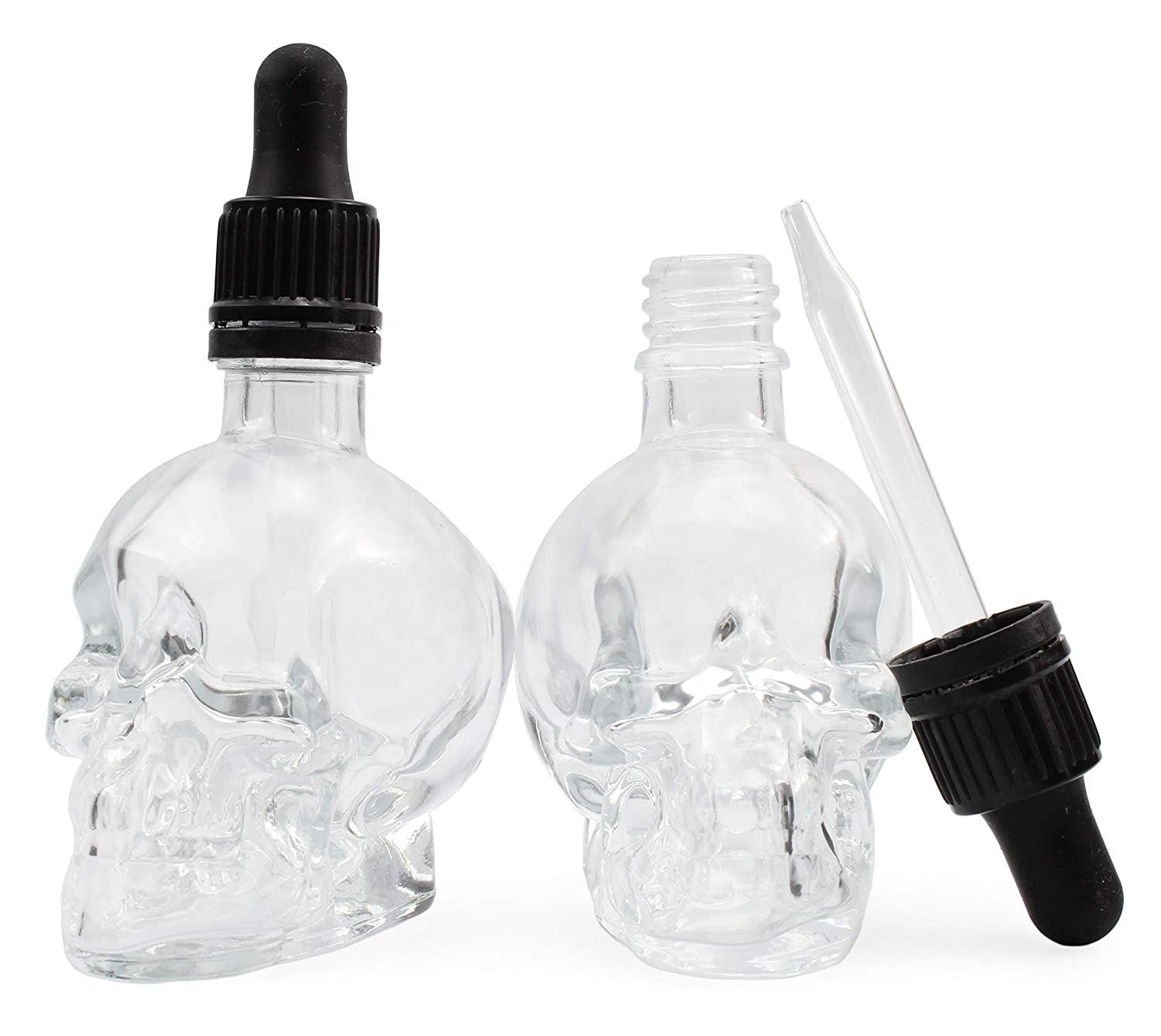Popular clear 120ml 60ml 30 ml skull vape bottle skull glass dropper bottle