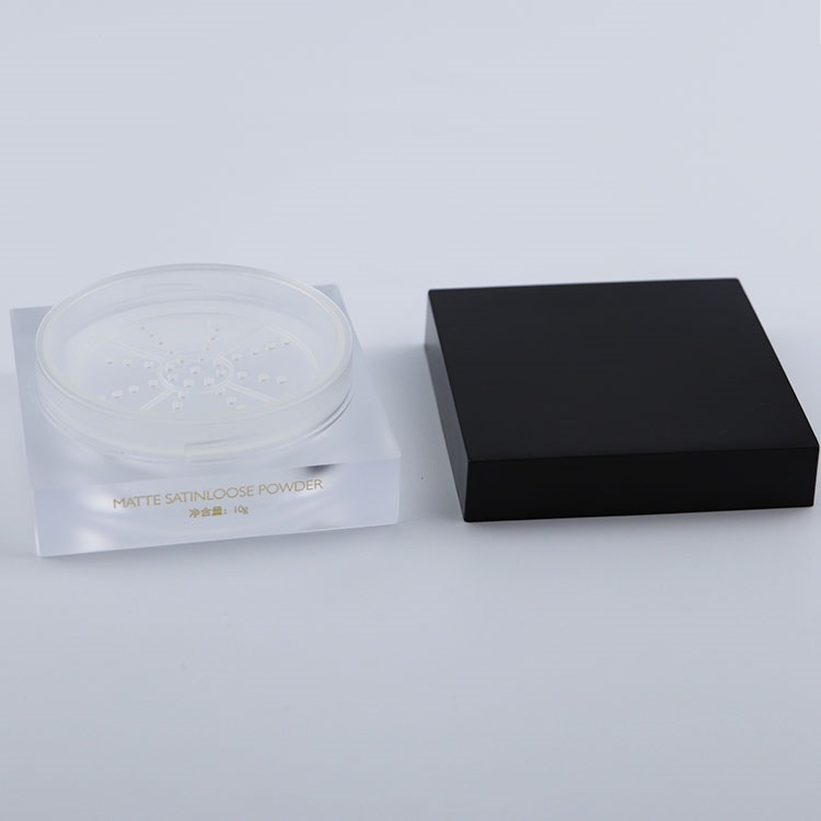 Popular clear jar with Sifter and black lid cosmetic 15g 30g 50g Loose Powder Jar