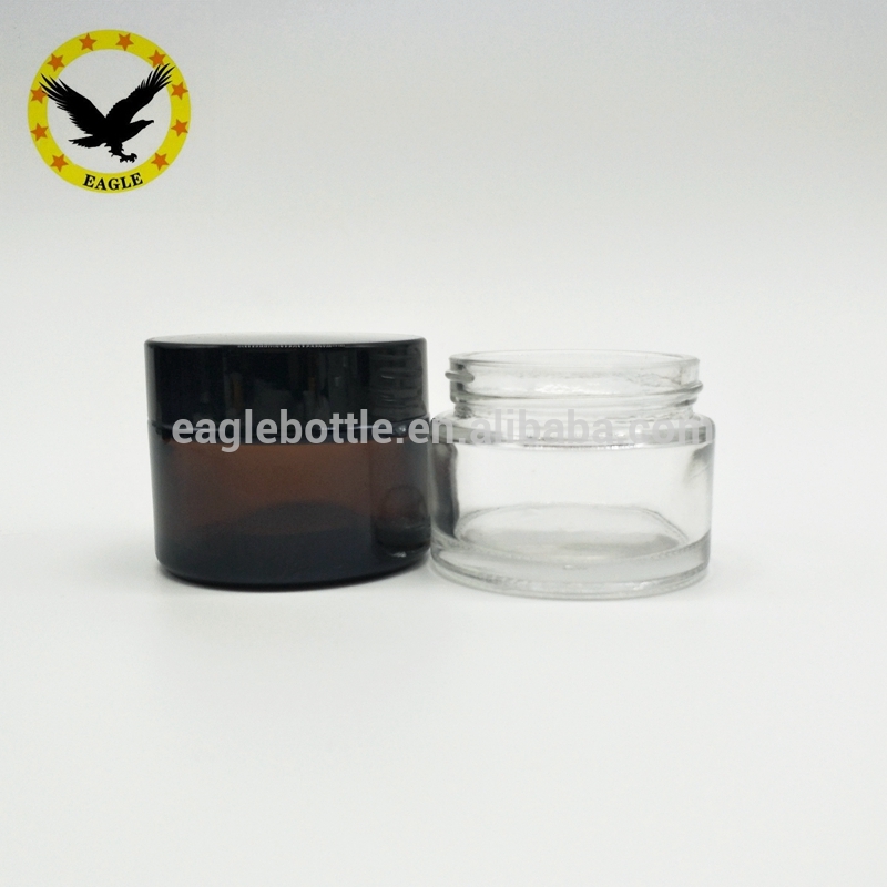 Popular design Wholesale amber frosted glass jar 50 gold lid for skin cream packaging