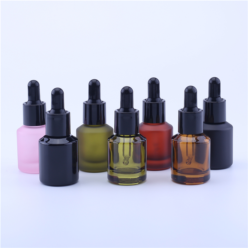 Popular design slant shoulder essential oil glass bottle 30ml 60ml matte frosted glass dropper bottle
