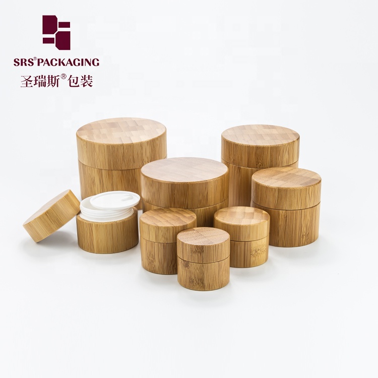 Popular eco friendly bamboo cosmetic empty jar 100g natural wooden jar with lid