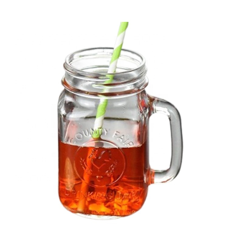 Popular food grade ceramic lid jars handle ball mason jar 8 oz with Gold Tinplate Lid