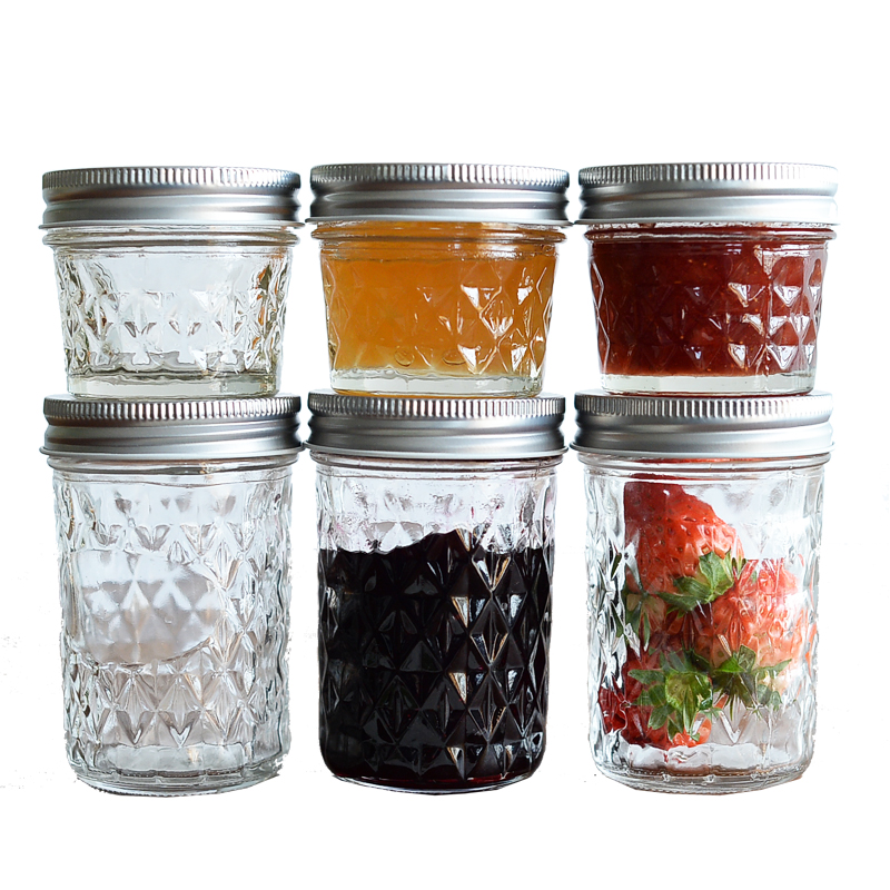 Popular large borosilicate luxury 10 oz glass jar and bottle with lid mason jars 8 oz 4oz 16oz with airtight lid