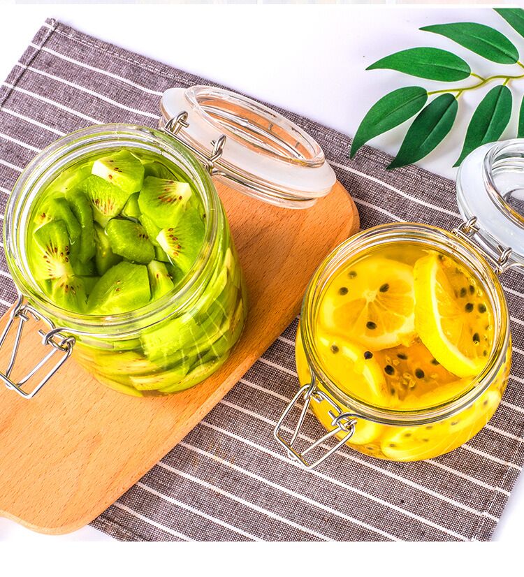 Popular large glass jars containers for food 250 ml 8oz 16oz glass airtight jars with stainless lock lid