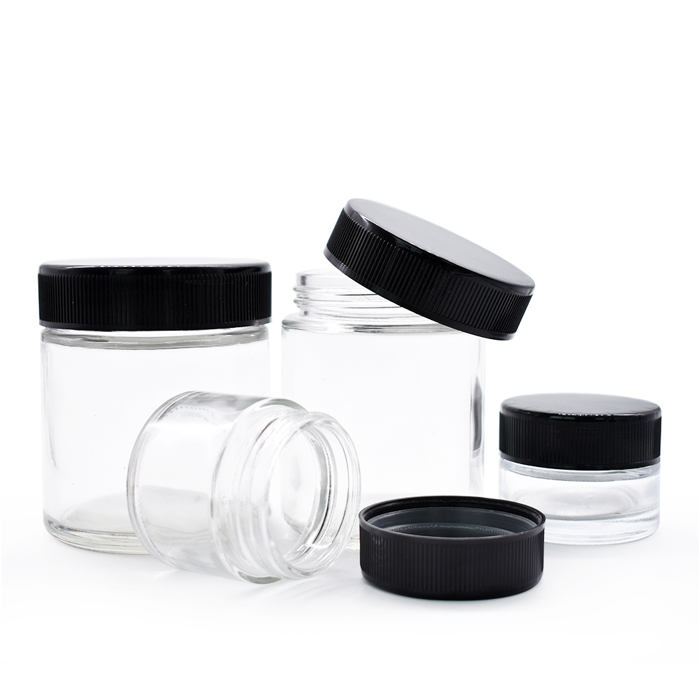 Popular products glass bottles and jars cosmetic package clear glass jars with lids