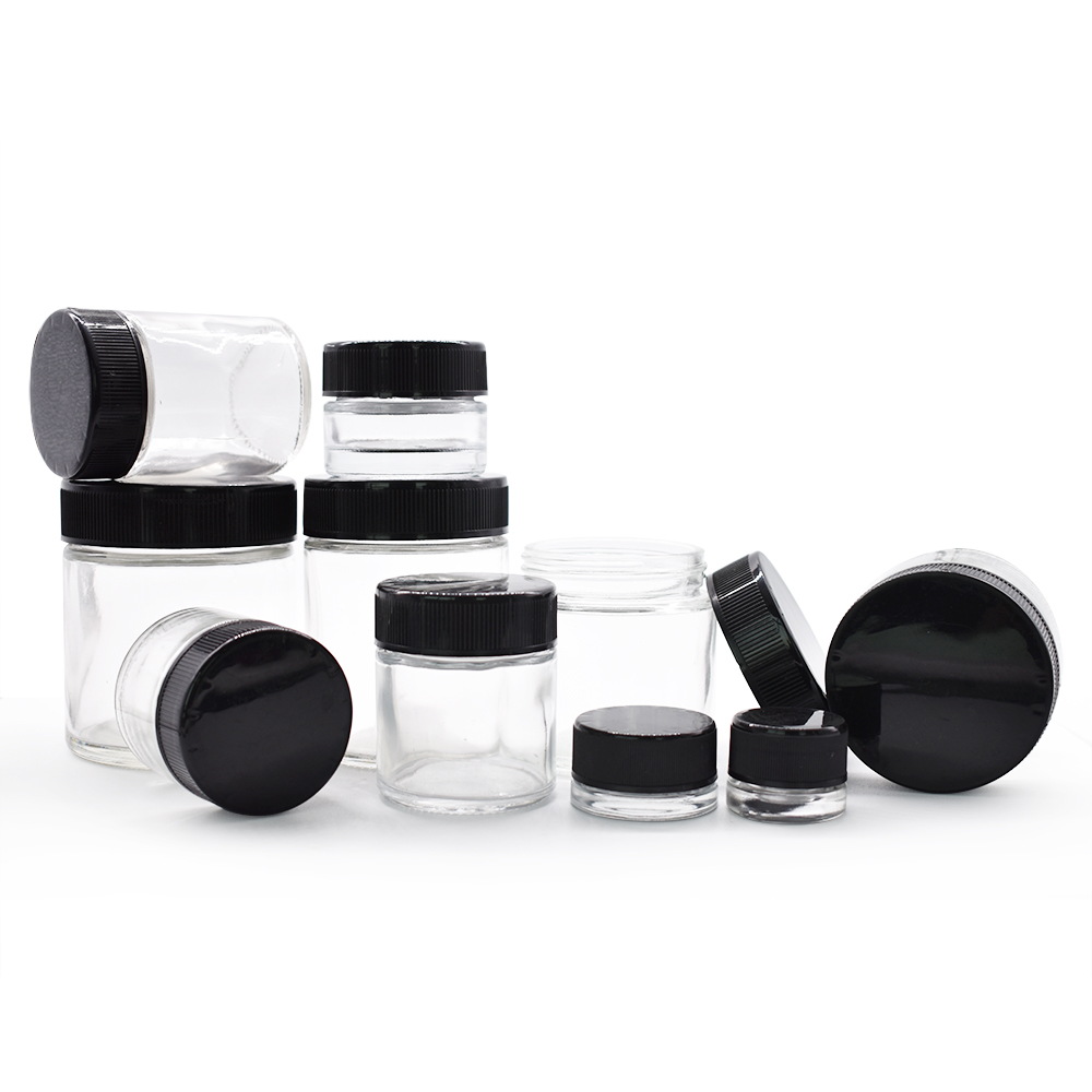 Popular products glass bottles and jars cosmetic package clear glass jars with lids