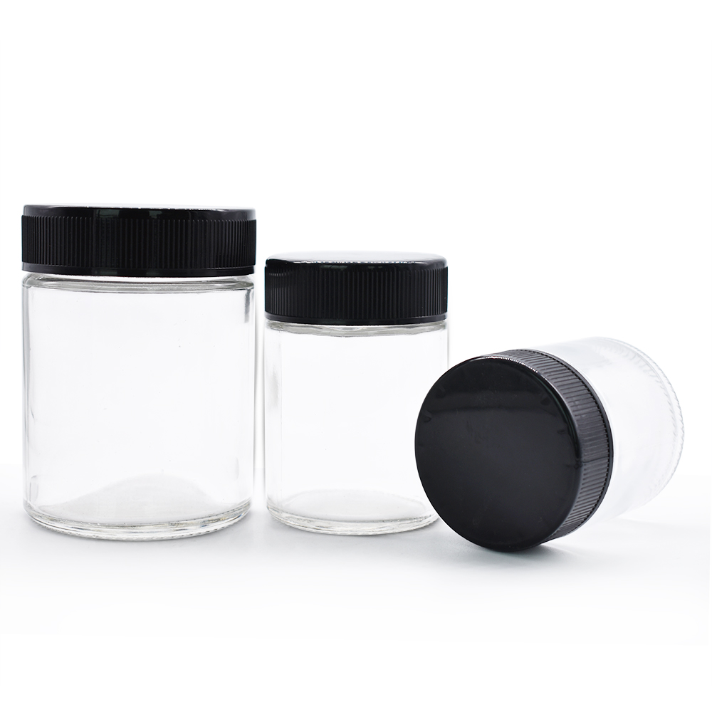 Popular products glass bottles and jars cosmetic package clear glass jars with lids