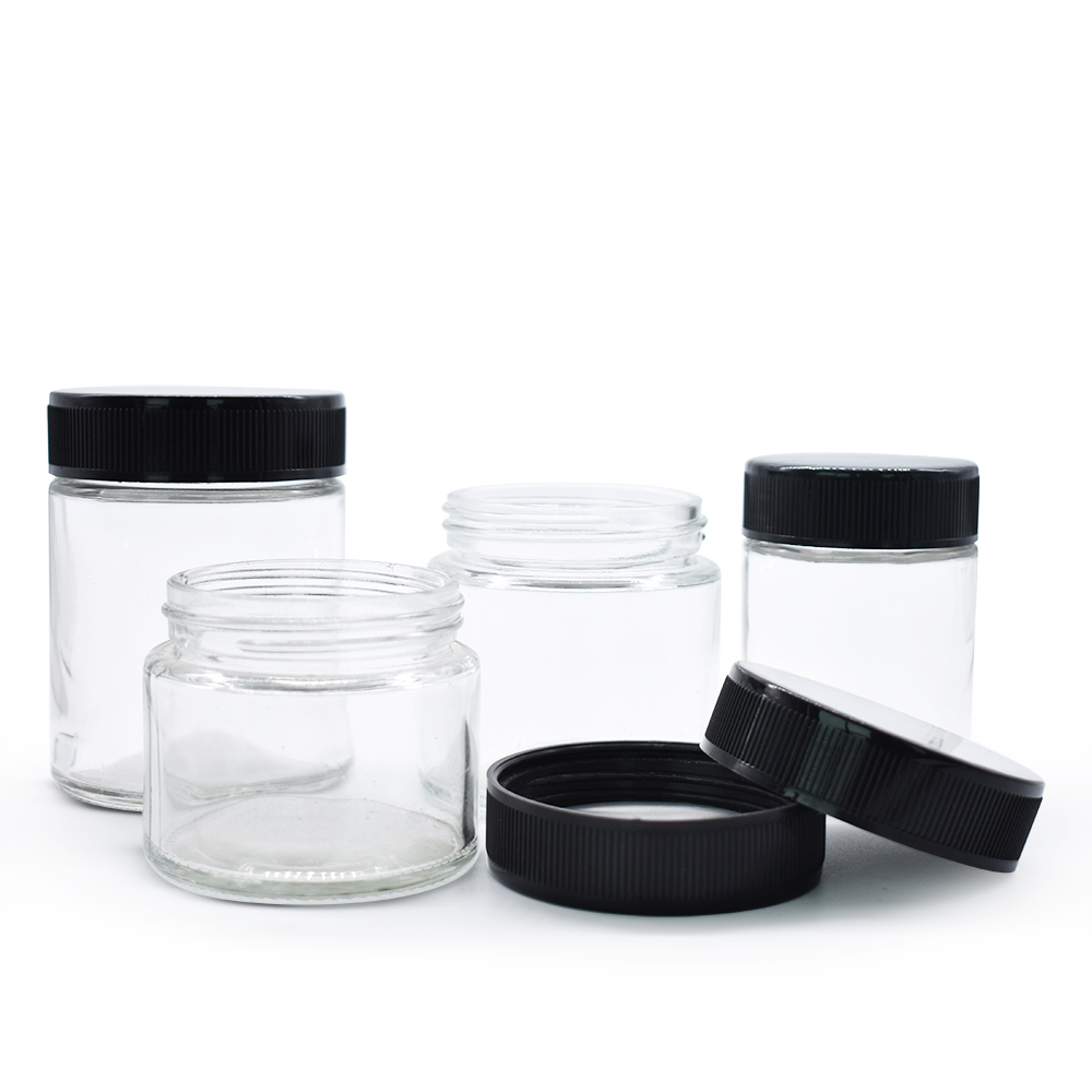 Popular products glass bottles and jars cosmetic package clear glass jars with lids