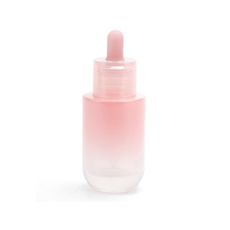 Popular style glass cosmetic containers skin care luxury cosmetic lotion bottle and cream jar set pink