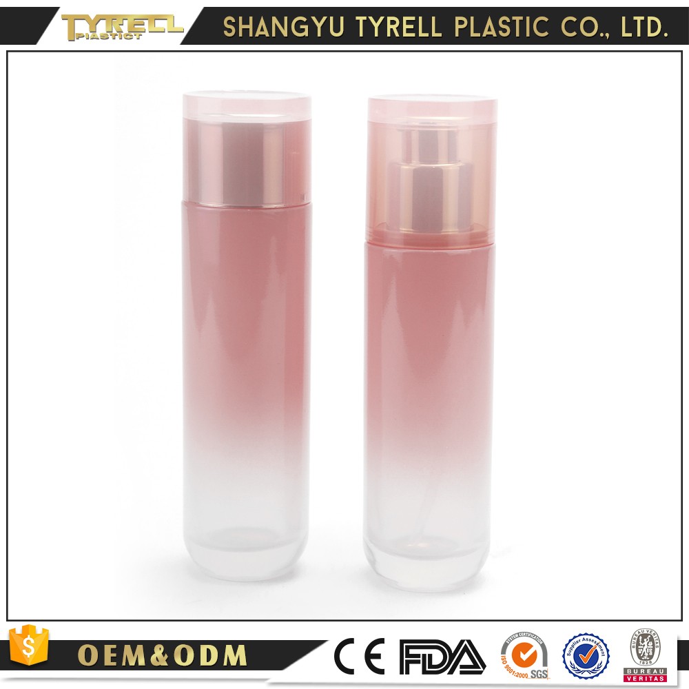 Popular style glass cosmetic containers skin care luxury cosmetic lotion bottle and cream jar set pink