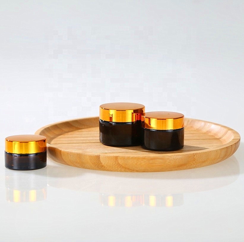 Popular style luxury 10g cosmetic cream jar cylindrical glass jars with black lid