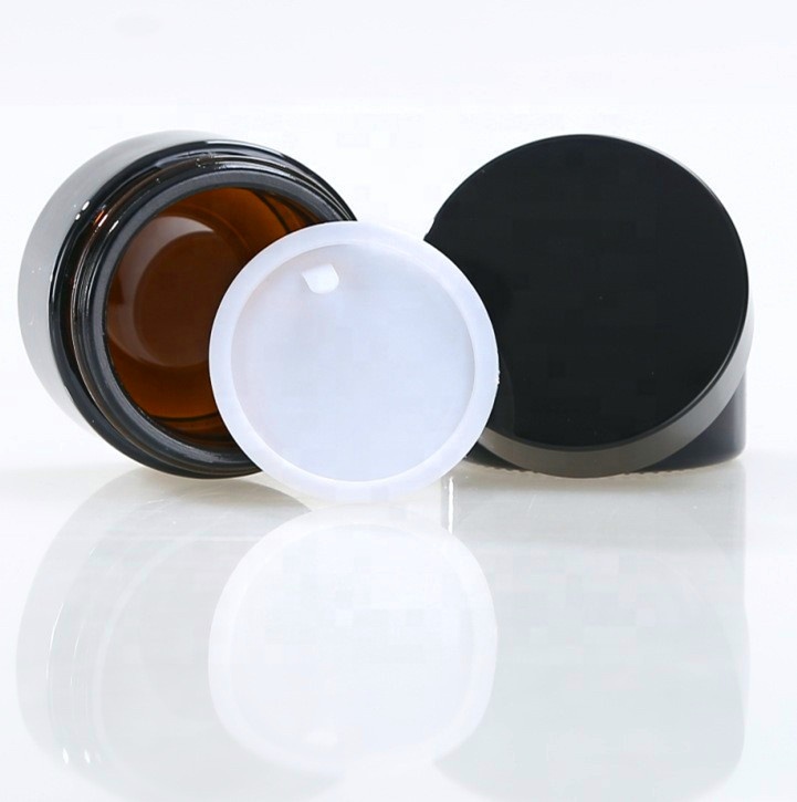 Popular style luxury 10g cosmetic cream jar cylindrical glass jars with black lid