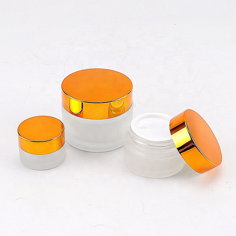 Popular style luxury 10gram 50 gglass cosmetic jars cosmetic packaging with gold top