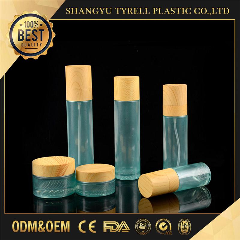 Popular style luxury glass cosmetic jars and bottles cosmetic packaging set