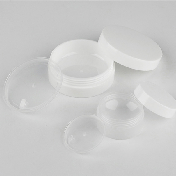 Popular style luxury white color 3g plastic cosmetic jar and bottle cosmetic packaging set for cream
