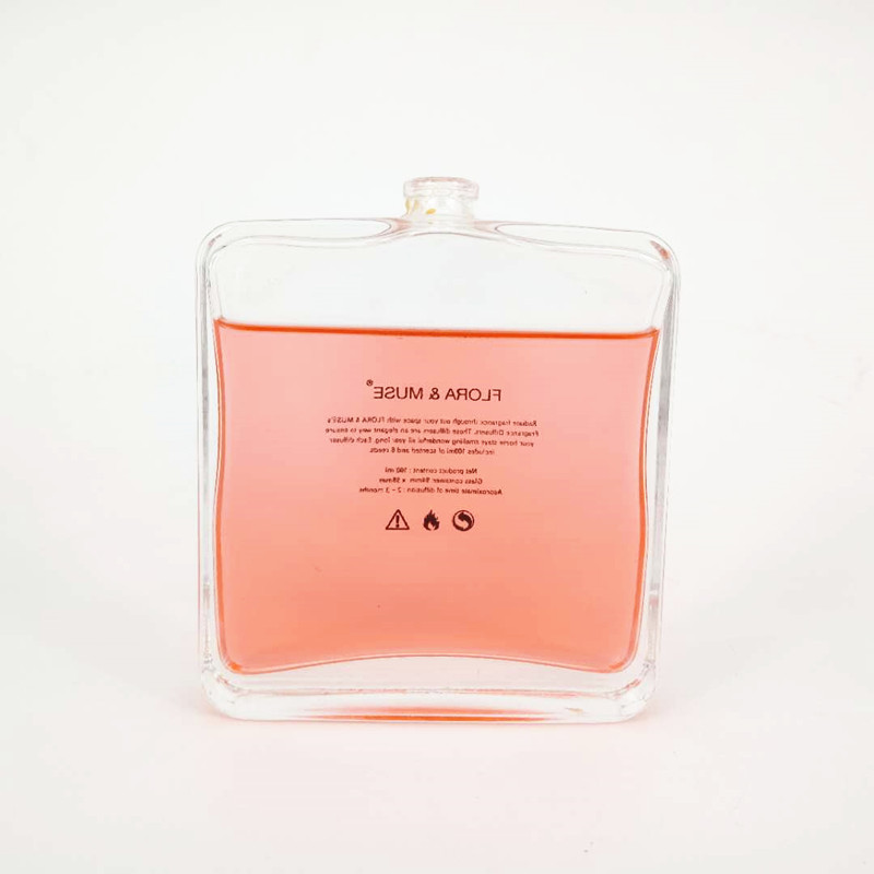 Popular yellow perfume package bottle flat glass perfume bottle