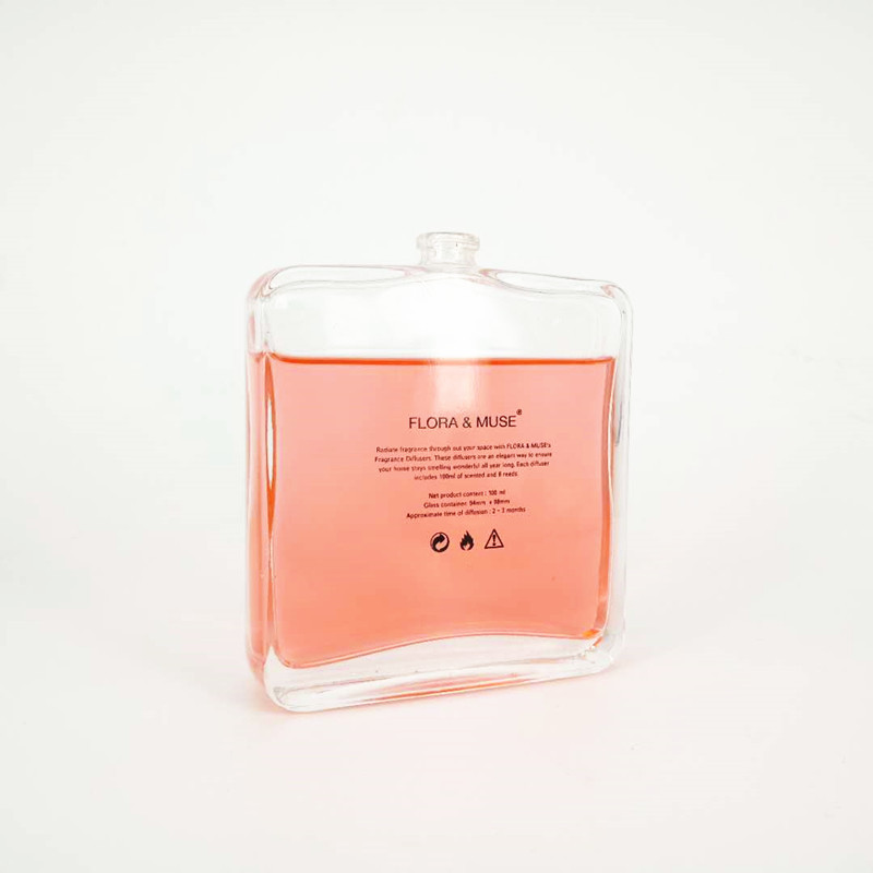 Popular yellow perfume package bottle flat glass perfume bottle