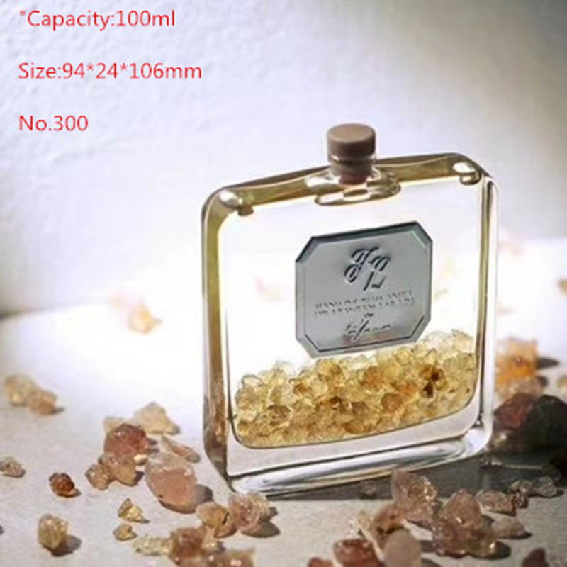 Popular yellow perfume package bottle flat glass perfume bottle